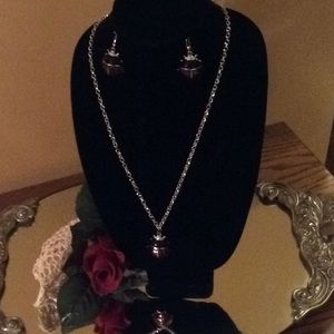 Ladybug necklace and earring set